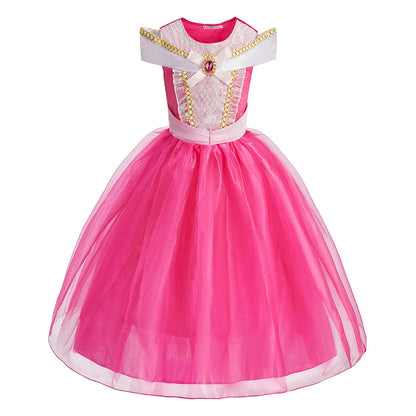 Children New Elsa Costume Little Girls Princess Cosplay Birthday Sequin Maxi Dresses Cinderella Rose Red Performance Ball Gown