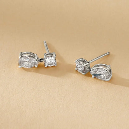 3cttw  Certified Oval/Round Cut Moissanite Diamond Drop Earrings for Women 100% 925 Sterling Silver Stud Earring Fine Jewelry