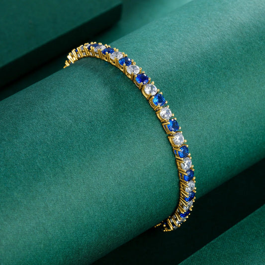 4mm 5mm Moissanite Diamond Tennis Necklace for Women Men 925 Sterling Silver Yellow Gold Color Lab Sapphire Emerald