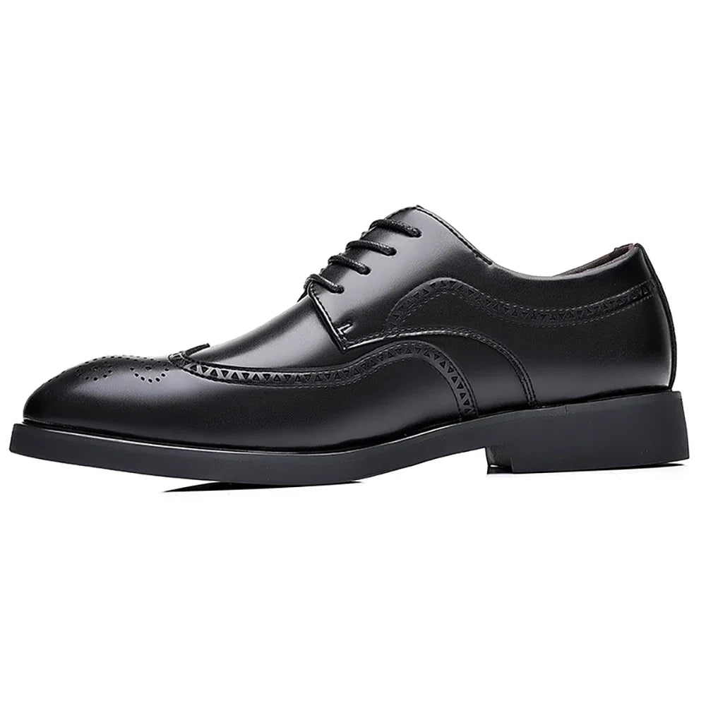 Men's Elegant British Brogue Derby Shoes Lace-Up Patchwork Breathable Formal Dress Shoes Business Wedding Thanksgiving Christmas