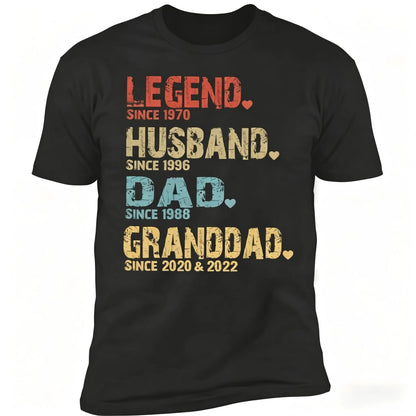 Personalized Dad Shirt, Custom Daddy Shirts for Men, Legend Grandpa T-Shirt, Gifts for Fathers Day Birthday S-3XL