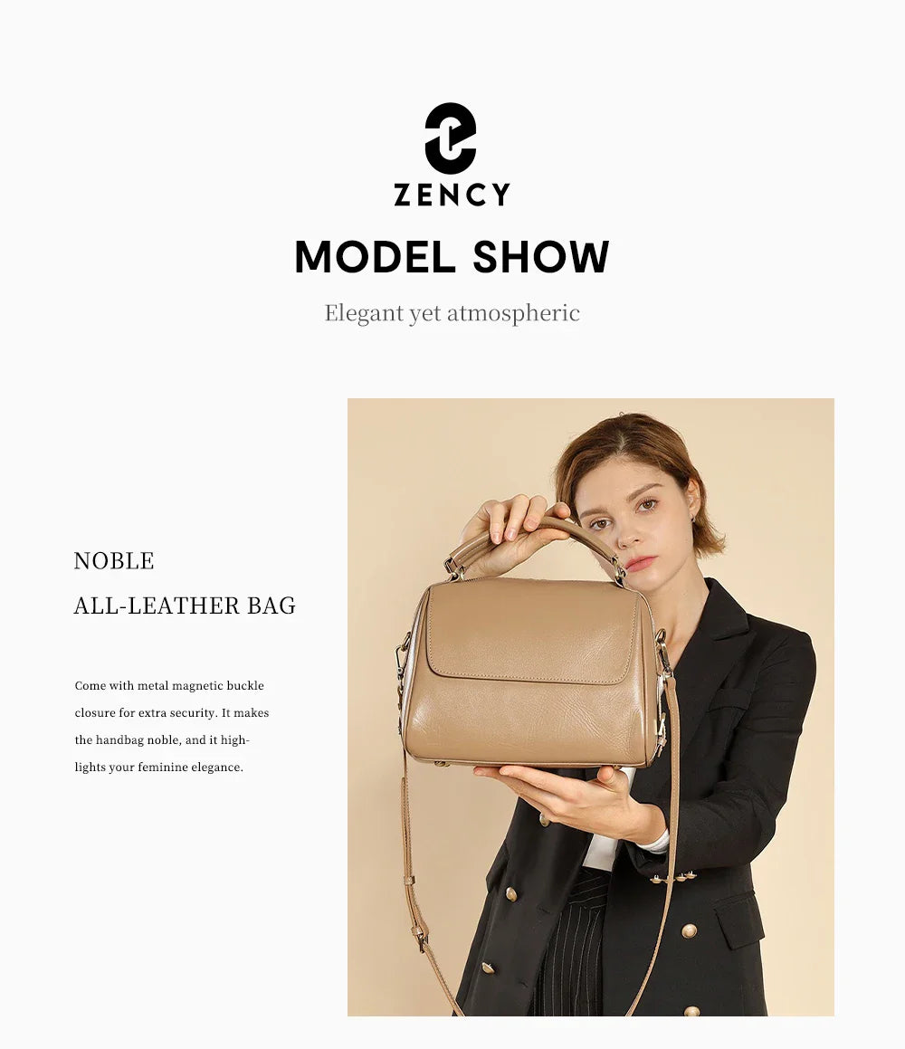 Genuine Leather Women's Handbag Cowhide Shoulder Bag Large Capacity Boston Crossbody Satchel For Fashion Bolsa Two Straps