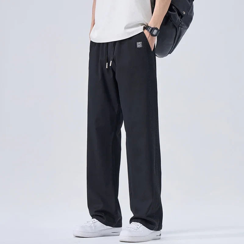 Brand Soft Jeans for Men Spring Thin Draped Comfortable Straight Trousers Drawstring Male Baggy Denim Pants Streetwear