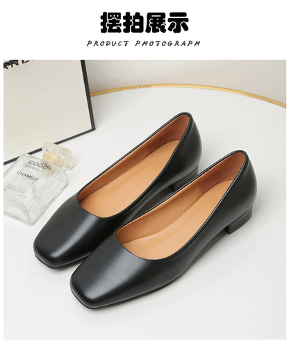 Spring Autumn Women Elegant Square Toe Low Heel Shallow Cut Single Shoes Casual Pumps Shoes for Women 35-41 Platform Shoes