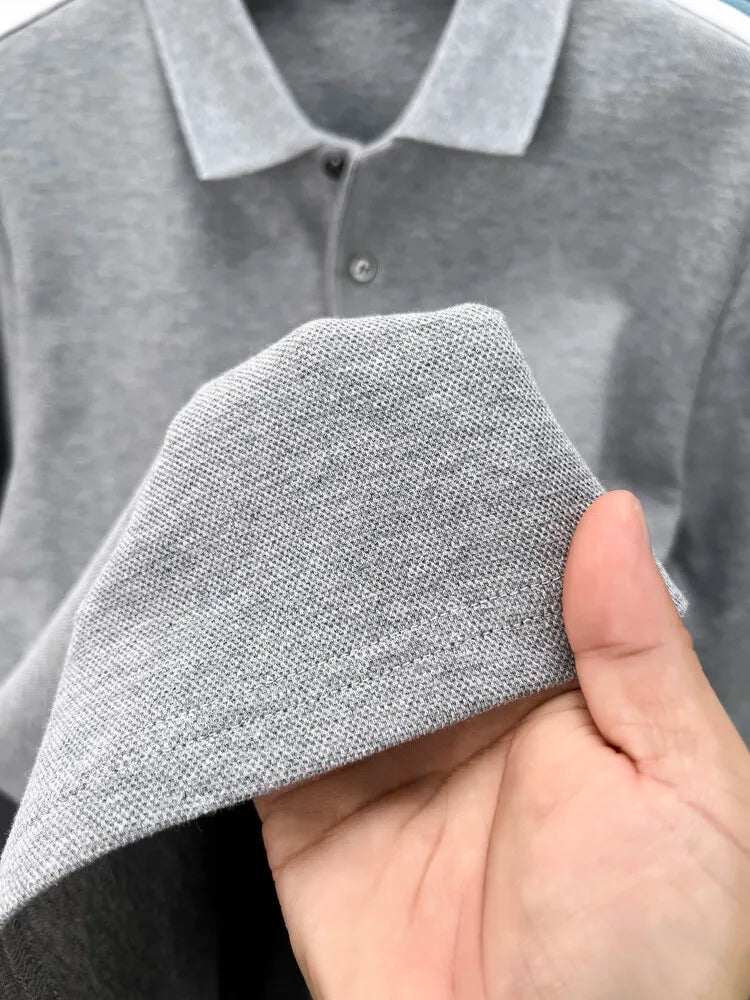 100% Cotton Polo Shirt, Four Seasons Universal  Leisure Long Sleeve, Breathable Lapels T-shirt, Perfect for Golf Sports Durable
