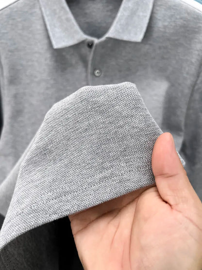 100% Cotton Polo Shirt, Four Seasons Universal  Leisure Long Sleeve, Breathable Lapels T-shirt, Perfect for Golf Sports Durable