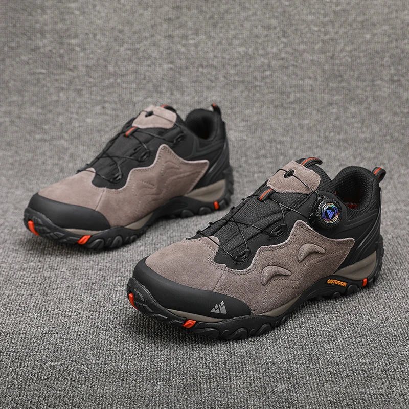 Leather Shoes for Men, Outdoor Hiking Shoes, Tourist Trekking Sneakers, Mountain Climbing Trail Jogging Shoes, Turnbuckle