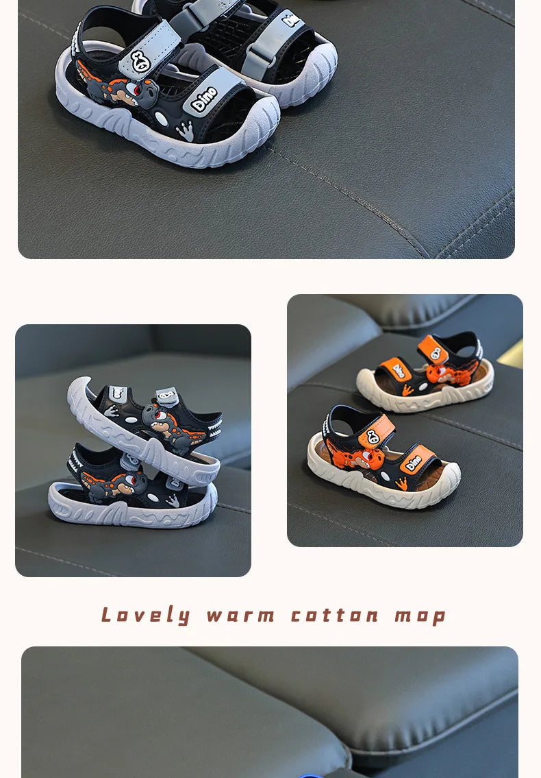 Children' Fashion Sport Sandals Geometric Patterns Breathable Wear-resistant Soft Shoes With Adjustable Velcro For Boys & Girls
