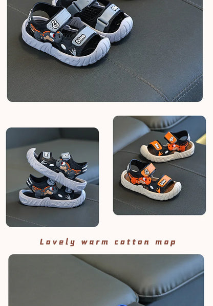 Children' Fashion Sport Sandals Geometric Patterns Breathable Wear-resistant Soft Shoes With Adjustable Velcro For Boys & Girls