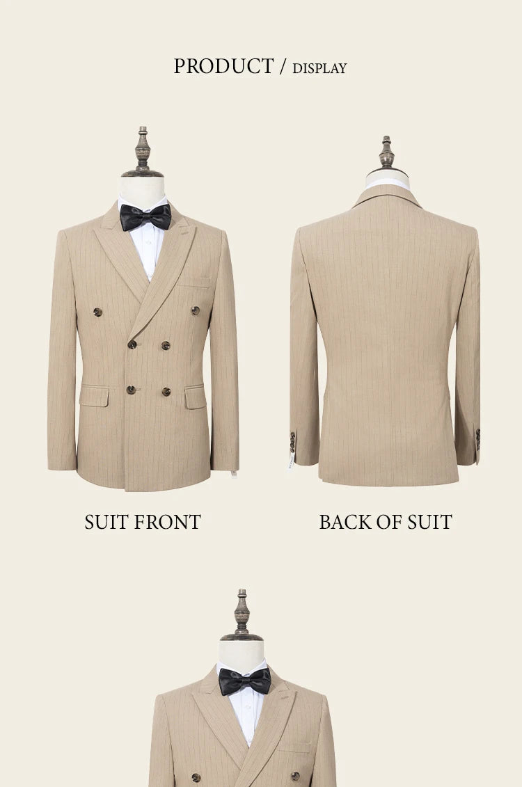 High quality striped suits for men slim fitting luxury man clothing elegant mens suit Wedding trends costumes