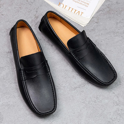 Red Loafers Genuine Leather Slip On Casual Shoes Men Natural Leather Spring Summer Italian Luxury Brand Designer