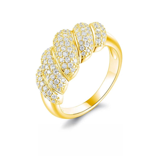 Luxury 100% Real 18k Gold Platinum PT950 Women's Niche High-end Bread Shape Ring