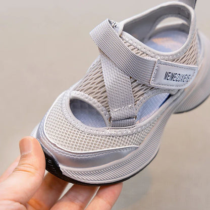 Boys Girls Sports Sandals Rotating Button Students Sneakers Hollowed-out Summer New Students Running Shoes Mesh Breathable