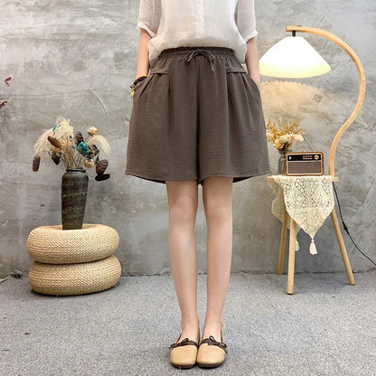 Plus sizeIce Silk Elastic Waist Wide-Leg Shorts Female Summer High Waist Drape Korean Casual Loose Soft Women's Shorts