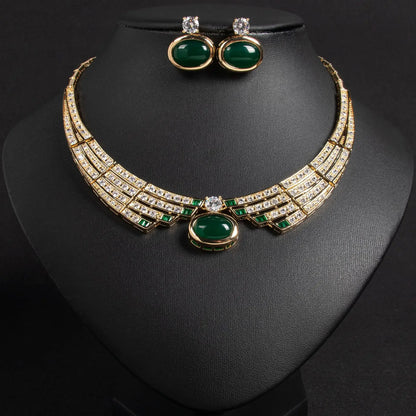 Pop Hot Stereo Jewelry Oil Painting Necklace Earrings Premium Multi-Color 2-Piece Wedding Travel Women's Holiday Gift M-1000
