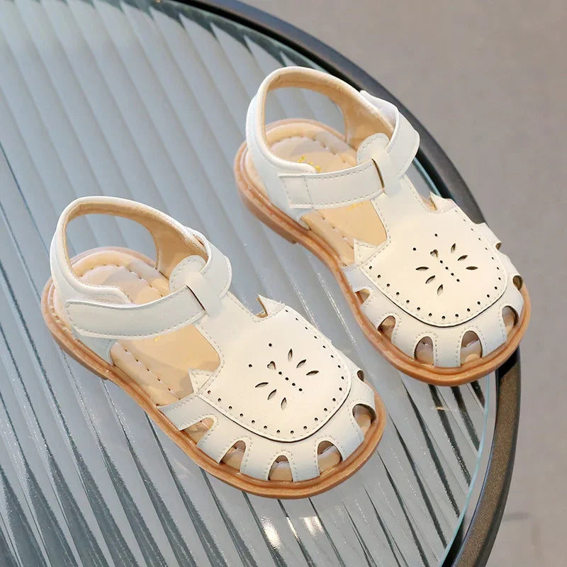 Baby Girls 1-6Y Summer Fashion Sandals Hollow Out Breathable PU Leather Soft Non-slip Sole Cute Footwear