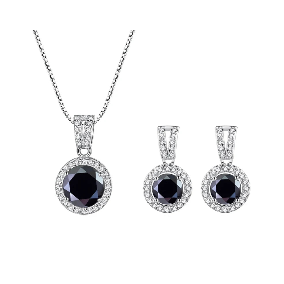 2ct total Moissanite Jewelry Set Sterling Silver 925 Necklace Earrings Fine Jewerly Wedding Set Pass Dismond Tester
