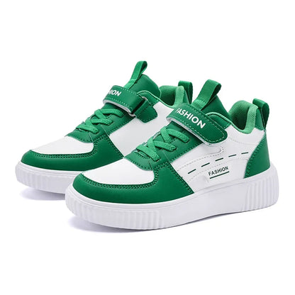 Kids PU Leather Sneakers Casual Basketball Shoes for Boys Trendy Sports Trainers Breathable Non-slip Children Footwear