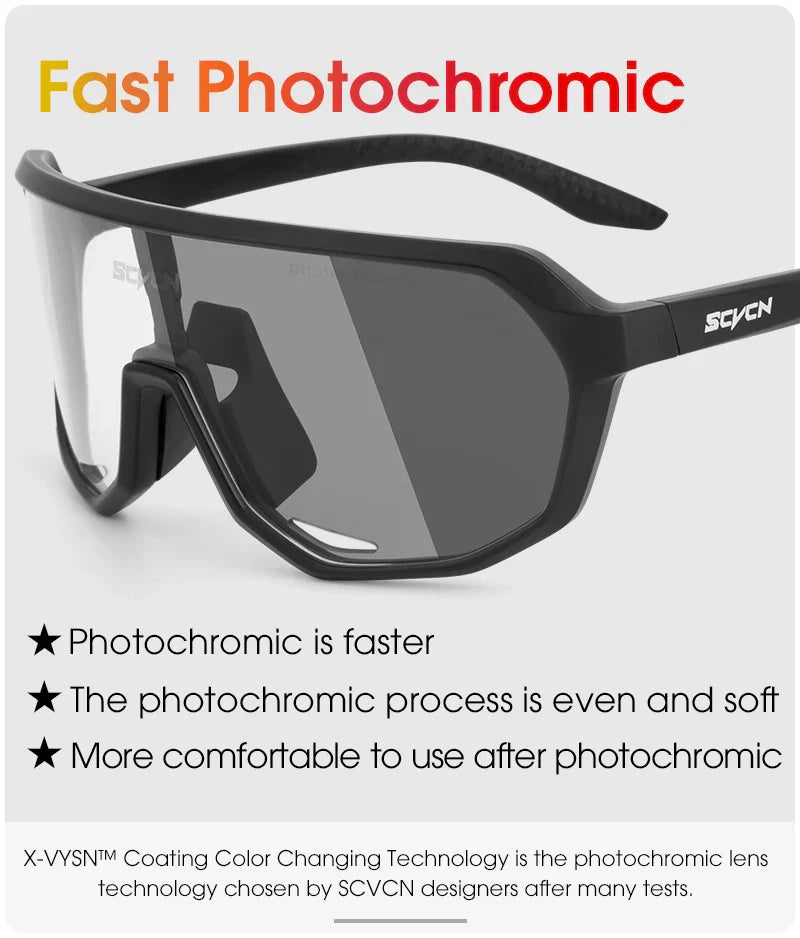 Photochromic Cycling Sunglasses Cycling Glasses UV400 Bicycle Eyewear Sports MTB Outdoor Bike Goggles Sunglasses Eyepieces