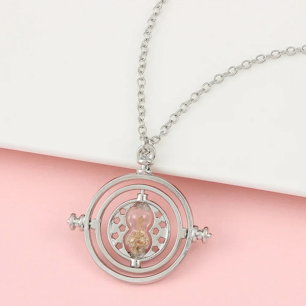 New Harried Time Necklace Timer Hourglass 360 Rotatable Potters Cosplay Props Astronomical Time Converter Magic School Fans Gift