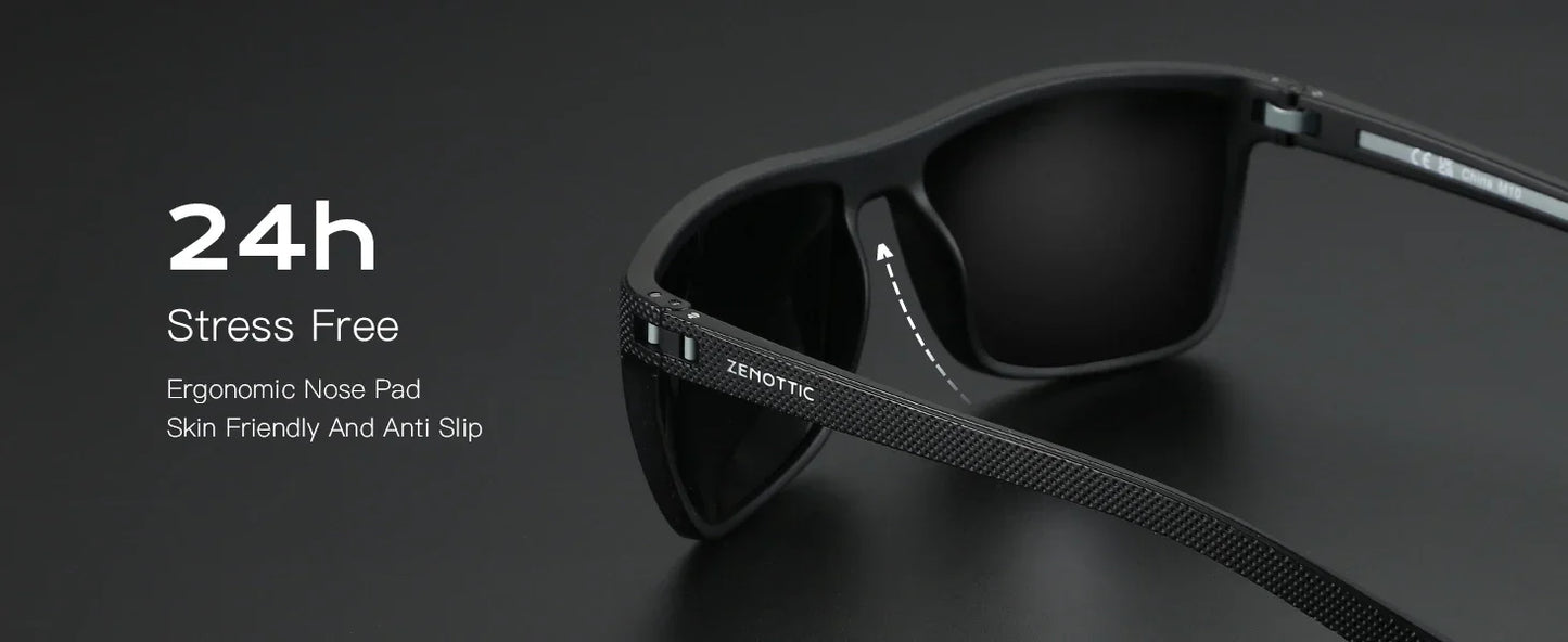 Polarized Sunglasses for Men Lightweight TR90 Frame UV400 Protection Square Sun Glasses