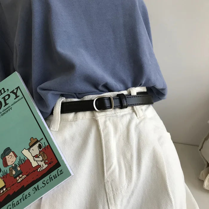 Men Belt Casual Simple Perforated Women'S Belt Paired With Jeans Men'S Belt Pu Leather Belt