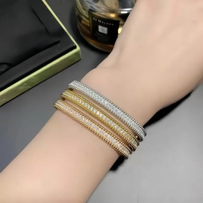 2mm Certified Moissanite Bangles For Women S925 Silver Trendy Wedding Party Bracelets 18K Gold Plated Fine Jewelry Gifts