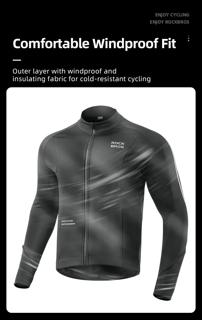 Bicycle Jersey Fall/Winter Fleece Cycling Clothing Thermal Long Sleeve Cycling Clothing Warmer Windproof Sportswear