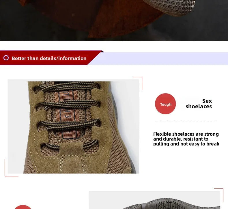 Men's Labor Protection Shoes Steel Toe Caps Lightweight Anti Slip Safety Work Shoes Anti Piercing Smashing Functions