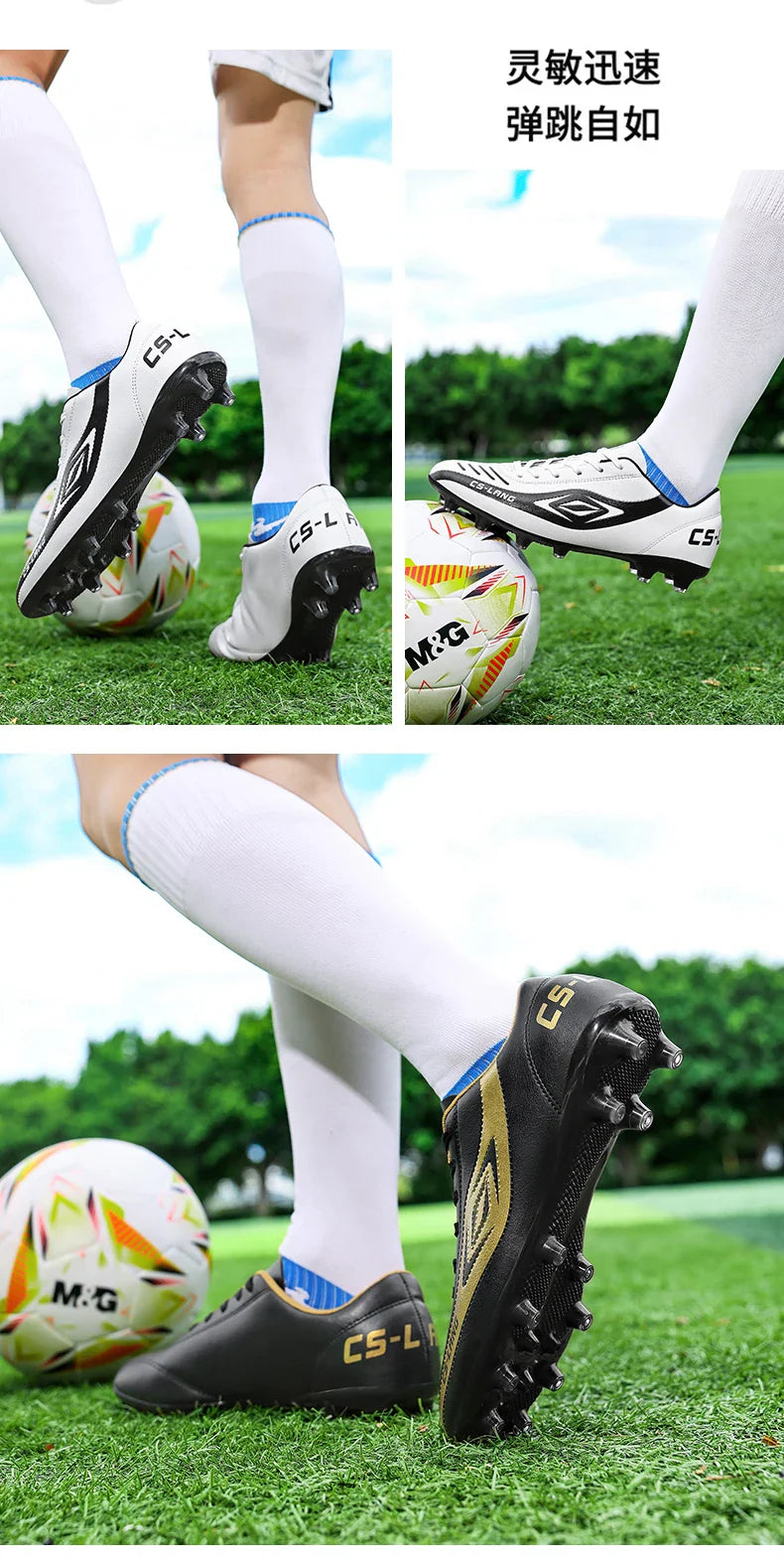 New Men Football Boots Breathable Professional Soccer Shoes Turf Outdoor Non-slip Long Spikes Adult Ultralight Training Futsal