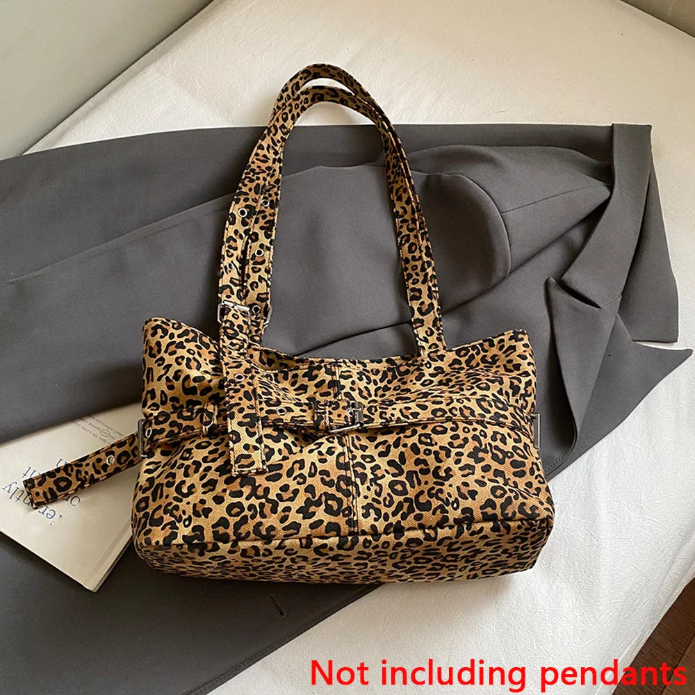 Casual Large-Capacity Leopard Print Women's Bag New Lightweight Versatile Shoulder Bag Relaxed Commuting Tote Bag