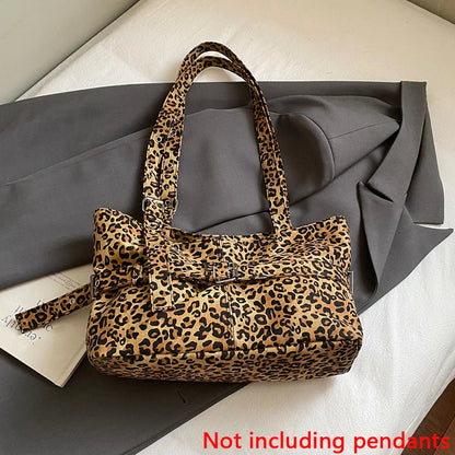 Casual Large-Capacity Leopard Print Women's Bag New Lightweight Versatile Shoulder Bag Relaxed Commuting Tote Bag