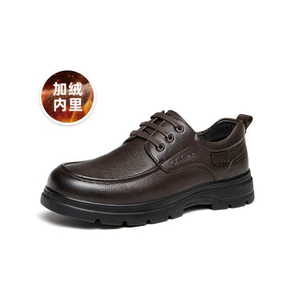 Golden Camel Men's Shoes 2026 New Business Casual Soft Sole Leather Shoes Brand Design Soft Soles Non-slip Velvet Warm Loafers