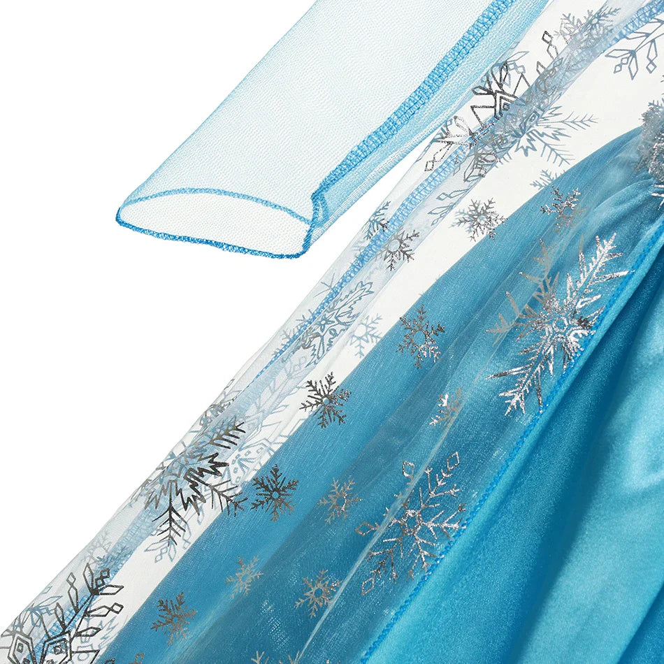 Elsa Dress Cosplay Princess Dress Light Blue Long Sleeve Sequin Children Dresses Carnival Party Evening Dress Dress For Girls