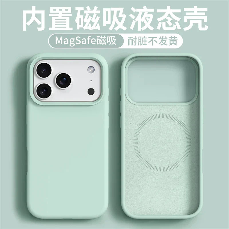 Magnetic Case For iPhone 17 Pro Max 17 Ari MagSafe Liquid Silicone Comfortable Feel Built in Flocking Protect Cover