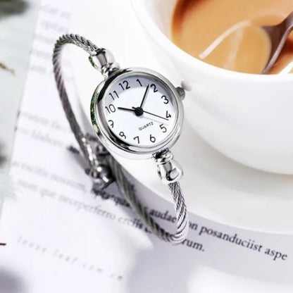 Luxury Women's Watch Small Gold Bangle Bracelet Watches Stainless Steel Retro Ladies Quartz Wristwatch Female Thin Chain Clock