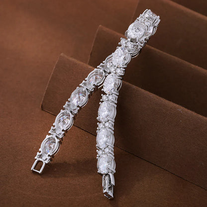 Oval/Round Cut Moissanite Tennis Bracelets with Certificate S925 Silver 1.5CT West East Set Diamond Bracelet Jewelry for Women