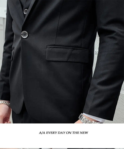 Suit Men Fashionable, Form-fitting Business Gentleman Striped Formal Suit, High-end Professional Wedding (Blazer+Vest+Pants)