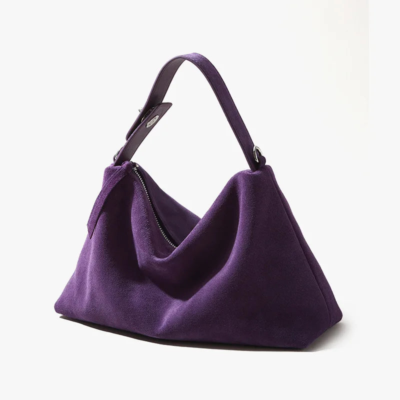 Genuine Leather Fashion Autumn Winter Boston Tote Soft Matte Suede Cow Leather Women's Handbag Shoulder Crossbody Bag For Women