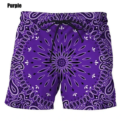 New Bandana Pattern Men Women 3D Printing Harajuku Style Beach Short Pants Causal Fashion Water Sport Gym Pant Surf Board Shorts