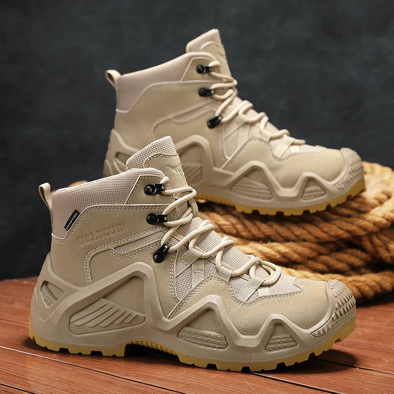 Men's winter high top shoes mid top waterproof and anti slip hiking shoes ultra light work boots tactical boots desert boots
