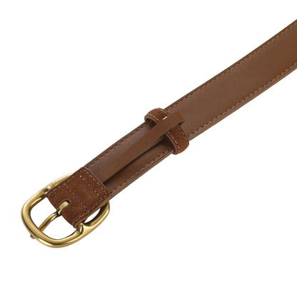 Fashion Suede Cowhide Women‘s Belts Genuine Leather 2.8cm Wide Belt Metal Buckle Women Belt Matched Dress Jeans Skinny Girdle