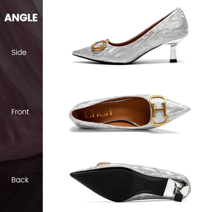Popular Luxury Brand CHCH Women's Shoes High Heeled Leather Shoes Casual Shoes Medium Height Shoes Banquet Wedding Shoes