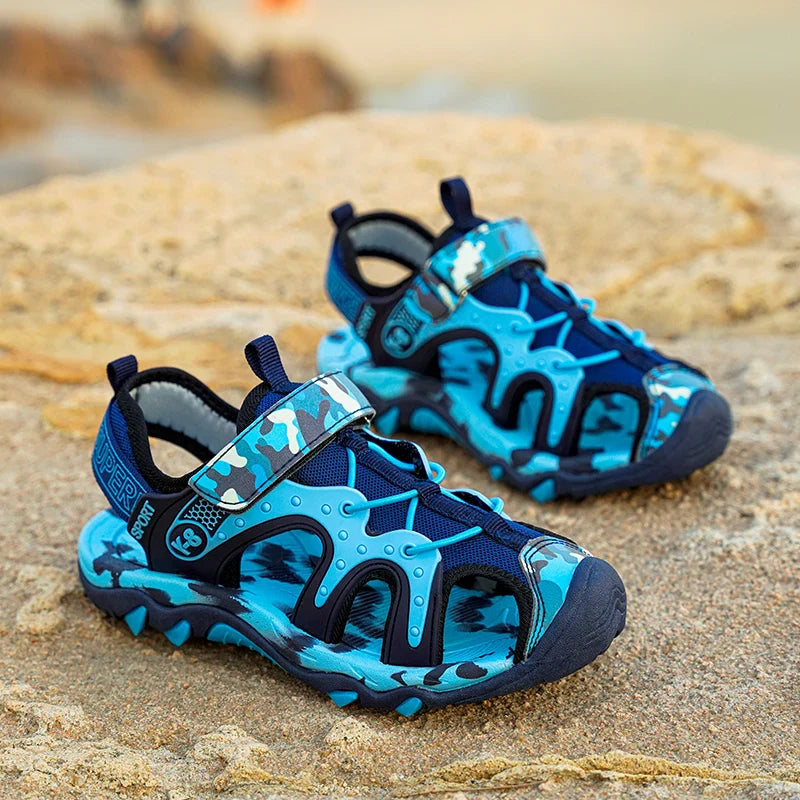 Fashion Kids Sandals Boy Water Shoes Closed Toe Rubber Sole Outdoor Hiking Sneaker Summer Sports  Beach Sandals for Boy