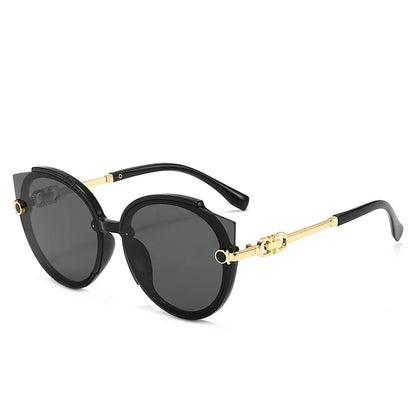 Women Round Sunglasses Brand Designer Cat Eye Sun Glasses Men Vintage