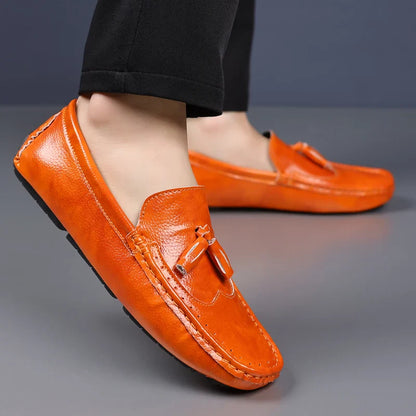 Sapatos Masculinos Loafers Confortáveis Slip-on Mocassins para Dirigir Calçados Masculinos Marca Marrom de Couro Sapatilhas Casuais para Homens