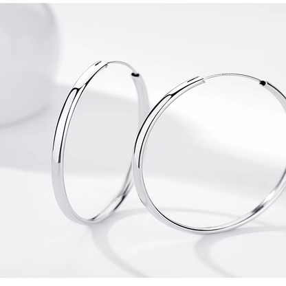 Fashion S925 Earrings 3-7CM Diameter Big Hoop Earrings For Women  Platinum Plated Ear Rings Cерьги Kольца