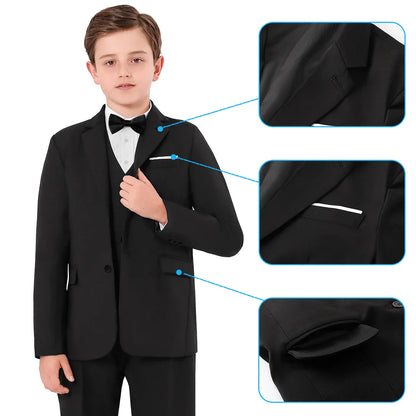 Kids Tuxedo for Boys Suit Teenager Wedding Easter Church Formal Outfit Birthday Party Gift Performance School Graduation Set