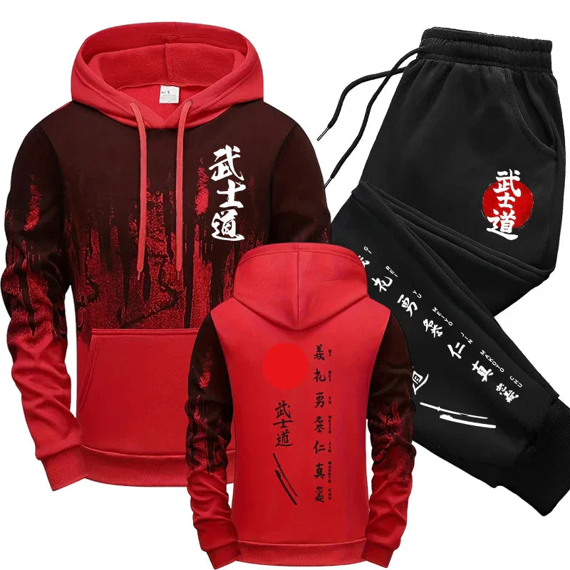 Hot Sales Mens Tracksuit Print Splash-ink Hooded Sweatshirts Sports Jogging Mens Clothing Street Casual Single Piece Tops Pants