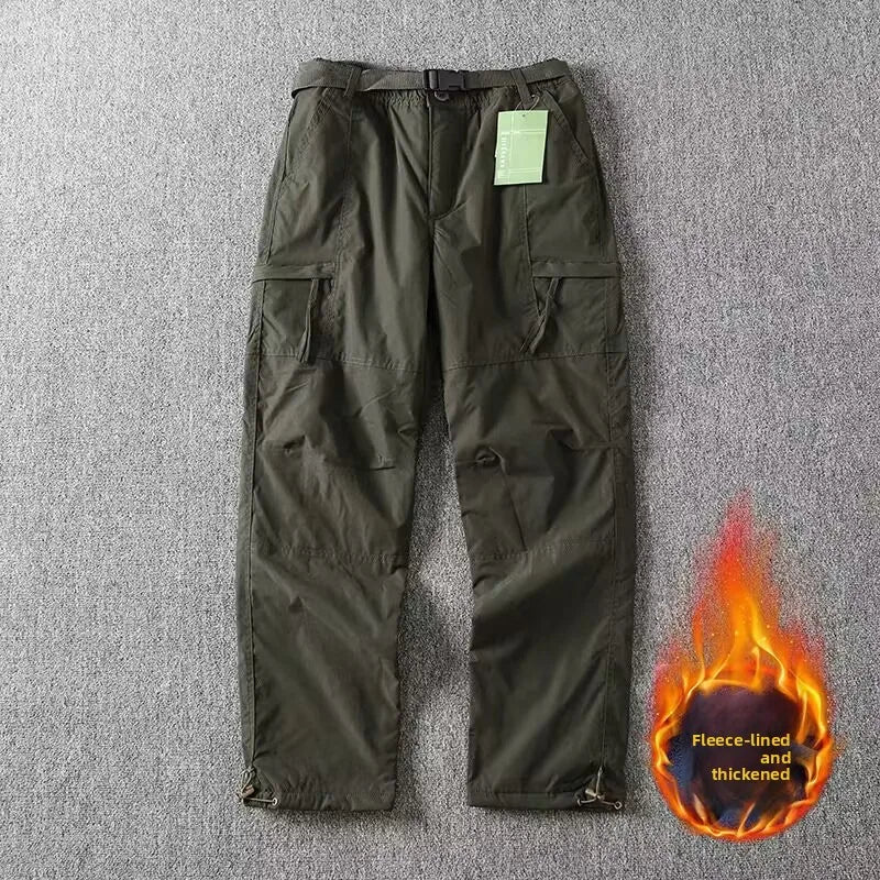 Outdoor Workwear Pants Men's Loose Fleece Lined Thick Soft  Hiking Mountain Climbing Windproof Waterproof Jacket Pants